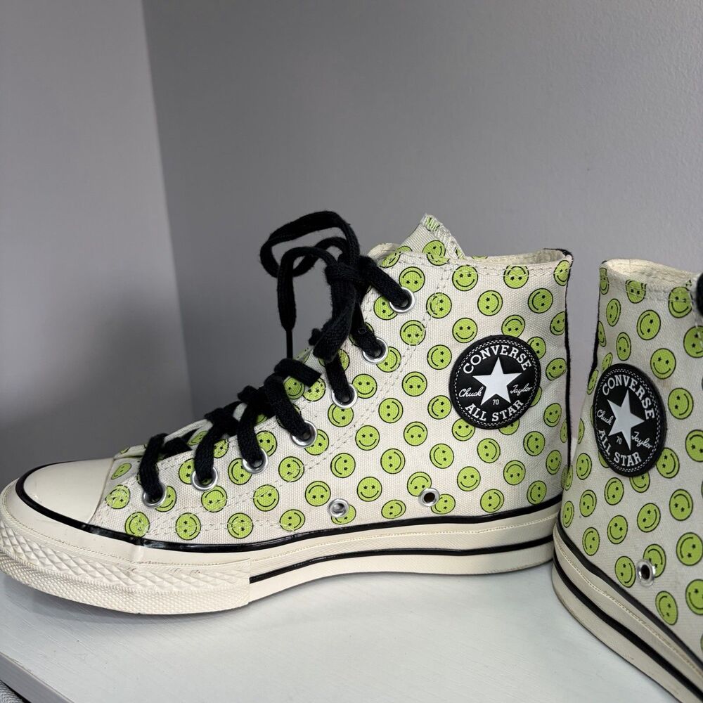 Converse Chuck 70 High Top Happy Face Smiley Green Men 4 Women 6 Casual Sneaker
